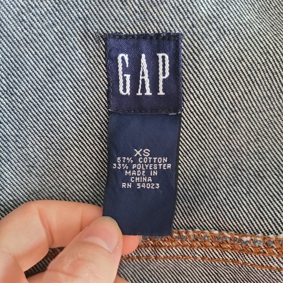 GAP Dark Blue Wash Denim Cropped Jean Jacket Authentic 2000's Y2K Size XS - Picture 9 of 16